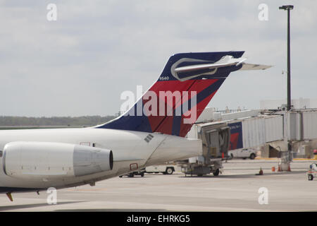 A Delta Airlines plane at Memphis International Airport, Tennessee USA Stock Photo