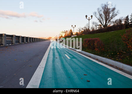 Bicycle Path on Volga River Embankment in Samara, Russia Stock Photo