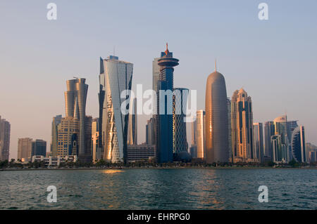 The Corniche, City Skyline, Doha, Qatar. Middle East. Stock Photo