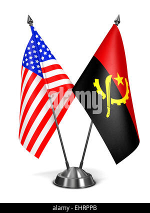 USA and Angola - Miniature Flags. Stock Photo