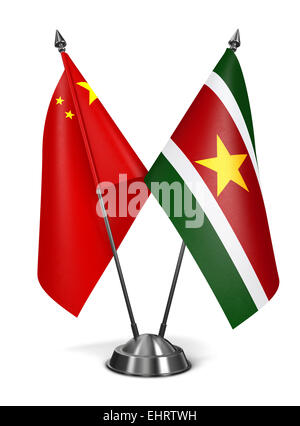 China and Suriname - Miniature Flags. Stock Photo