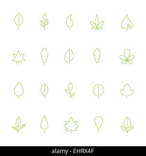Thin contour icons leaves Stock Photo