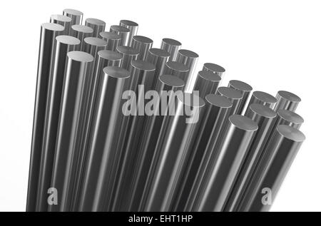 rolled metal, rods isolated on white background Stock Photo