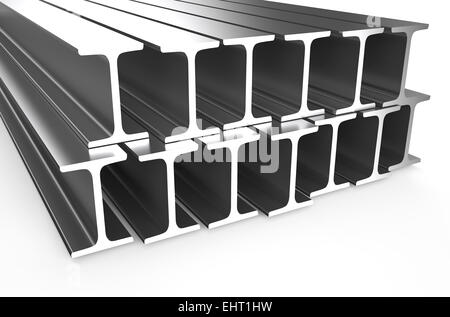 rolled metal H-beam isolated on white background Stock Photo