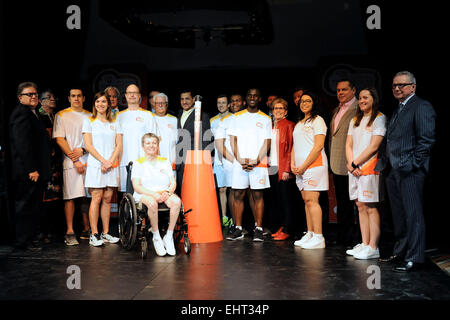 Toronto, Canada. 16th March 2015. Unveiling of the 2015 PAN AM Games Torch and Torchbeaer at the Ontario Science Centre in preparation for the Torch Relay which will  take place from May 30 to July 10 in the lead up to Toronto 2015 PAN AM Games. Credit:  EXImages/Alamy Live News Stock Photo