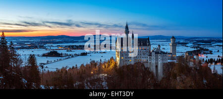 Panoramic view of Neuschwanstein Castle, Germany Stock Photo