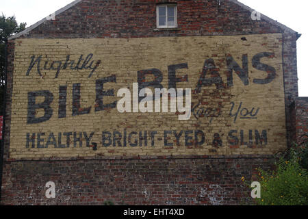 Old Bile Beans sign painted on brick wall of building in York, England, UK Stock Photo