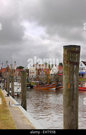 Shrimp boats in the harbor Stock Photo