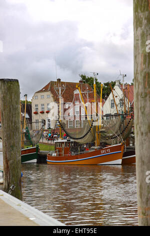 Shrimp boats in the port of Greetsiel Stock Photo