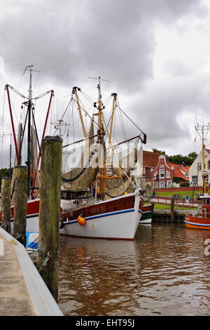 Shrimp boats in the port of Greetsiel Stock Photo