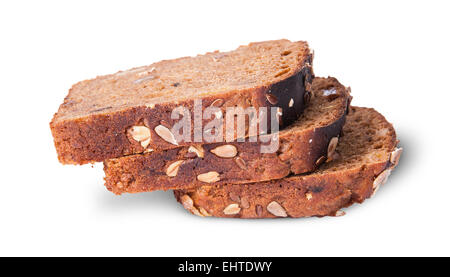 Unleavened three pieces bread with seeds on each other isolated on white background Stock Photo