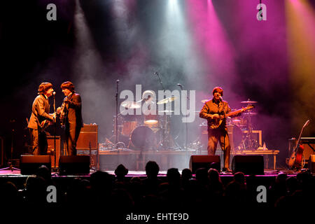 BARCELONA - JUL 24: Abbey Road (band tribute to the Beatles) performs at Golden Revival Festival. Stock Photo
