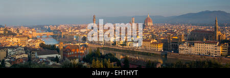 Dawn Panoramic view over Florence, Tuscany, Italy Stock Photo