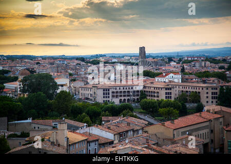 View of Carcassonne from the fortress - Languedoc, France Stock Photo