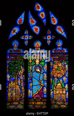 RELIGIOUS STAINED GLASS, FRANCOIS DECORCHEMONT, FRANCE Stock Photo