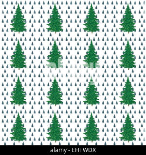 Christmas trees, painting, seamless Stock Photo