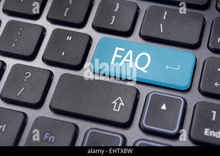 faq concepts, messages on keyboard enter key Stock Photo