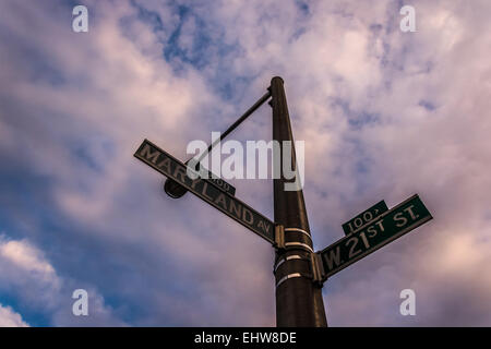 Street signs in Baltimore, Maryland. Stock Photo