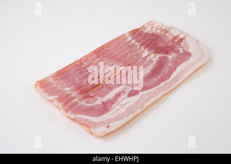 Raw bacon slices isolated on white background Stock Photo