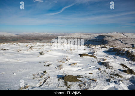 Winter view from Ingleborough in the Yorkshire Dales Stock Photo