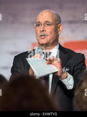 US economist Jeremy Rifkin speaks during the computer and electronics fair 'CeBIT 2015' in Hanover, Germany, 17 March 2015. The CeBIT 2015 continues until 20 March 2015. Photo: Ole Spata/dpa Stock Photo