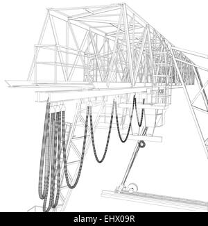 Gantry crane. Wire-frame. Vector rendering of 3d Stock Photo