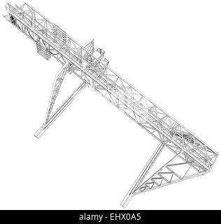 Gantry crane. Wire-frame. Vector rendering of 3d Stock Photo