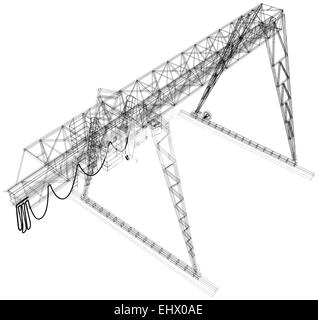 Gantry crane. Wire-frame. Vector rendering of 3d Stock Photo