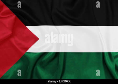 Palestine - Waving national flag on silk texture Stock Photo