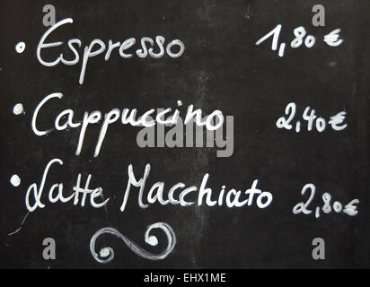 European Cafe Menu Stock Photo