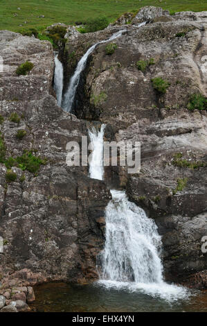 Waterfall in Glen Coe, Highland Scotland Allt Lairig Eilde joints River Coe Stock Photo