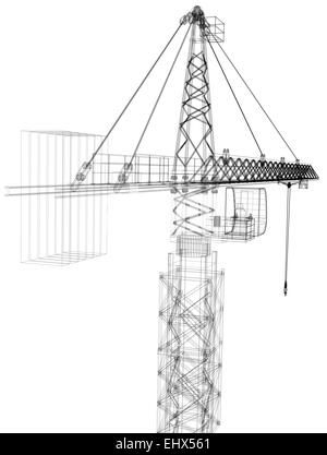 3d rendering of a tower crane hook isolated on the white background.  Building and construction. Machinery and equipment Stock Photo - Alamy