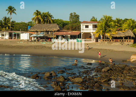 Poneloya Beach, a popular little Pacific Coast surf resort, west of the ...