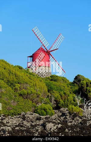 Windmill, São João, Pico Island, Azores, Portugal Stock Photo
