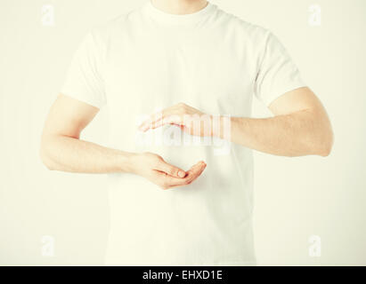 mans hands showing something Stock Photo