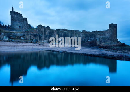 St Andrews Castle Reflected in the Bathing Pond before Dawn St Andrews Fife Scotland Stock Photo