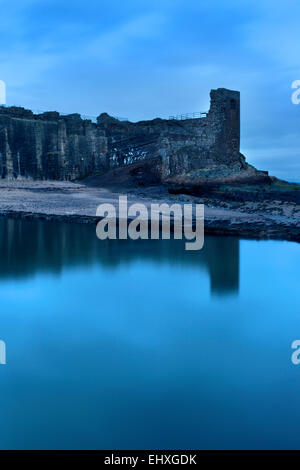 St Andrews Castle Reflected in the Bathing Pond before Dawn St Andrews Fife Scotland Stock Photo