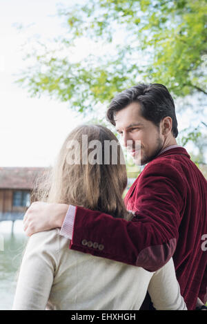 Portrait young loving couple embracing Stock Photo