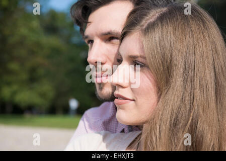 Profile portrait young attractive couple Stock Photo