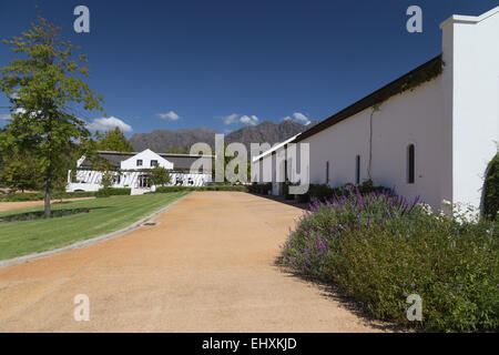 Old farmhouses have been converted to now hold the Franschhoek Motor Museum Stock Photo