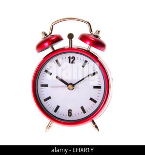 Red Alarm Clock. Isolated Stock Photo