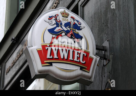 Zywiec Brewery Sign in Wroclaw Stock Photo