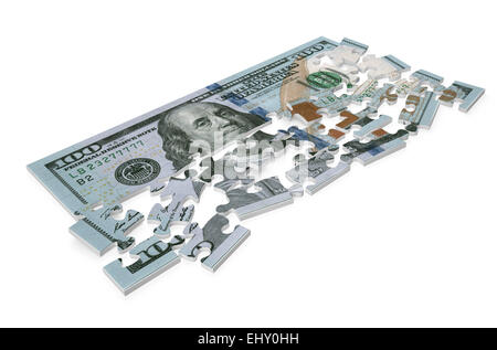 100 dollar puzzle isolated on white background Stock Photo - Alamy