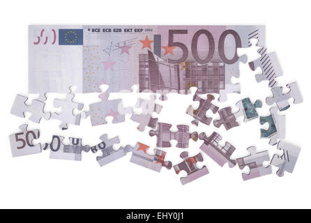 500 euro puzzle isolated on white background Stock Photo