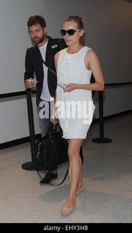 Diane Kruger and her boyfriend Joshua Jackson arrive at Los Angeles International Airport (LAX) Featuring: Diane Kruger,Joshua Jackson Where: Los Angeles, California, United States When: 13 Sep 2014 Stock Photo