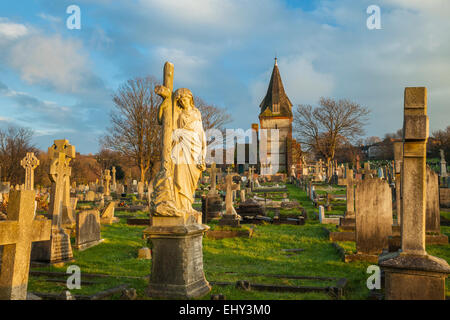 Winter sunset at an old cemetery in Brighton, East Sussex, England. Stock Photo