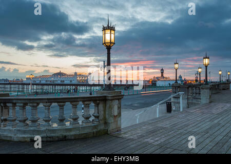 Winter evening on Brighton seafront, East Sussex, England. Stock Photo