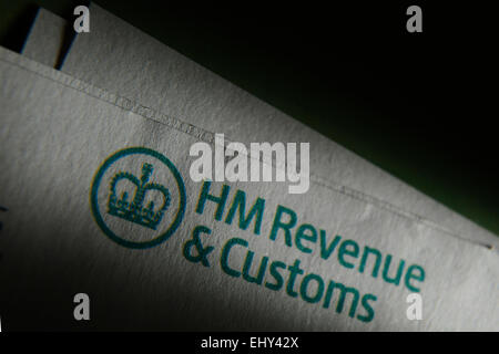 An HM Revenue and Customs logo is pictured on a self assessment tax statement Stock Photo