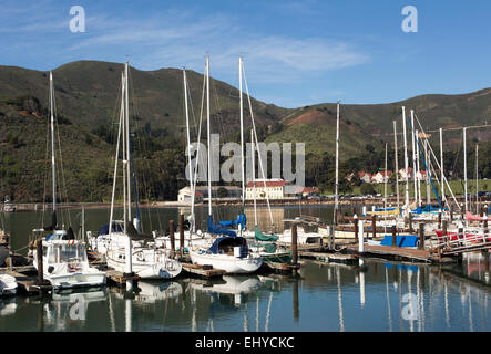 sailboats docked at Travis Marina in Horseshoe Bay at Fort Baker in the city of Sausalito Marin County California United States Stock Photo