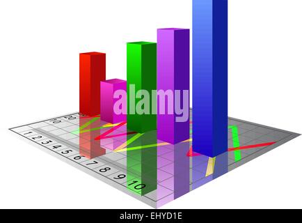 Vector 3D bar graph isolated on white background Stock Vector